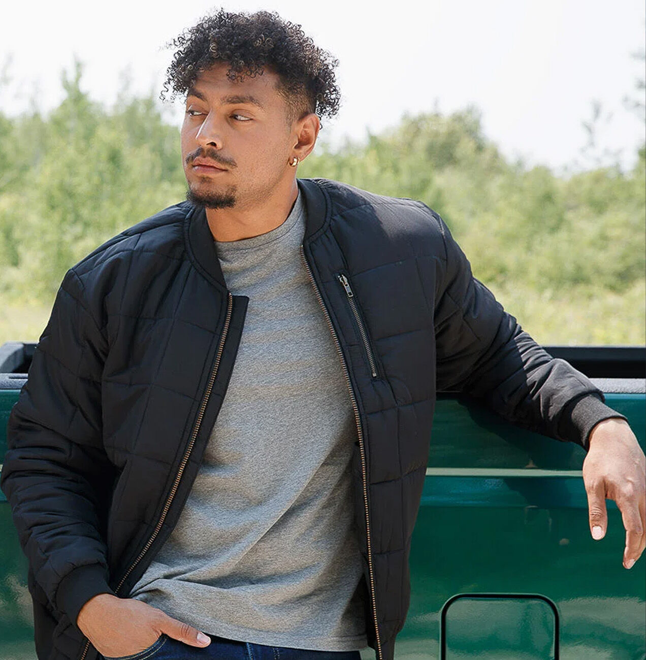 Men's Quilted Bomber Jacket