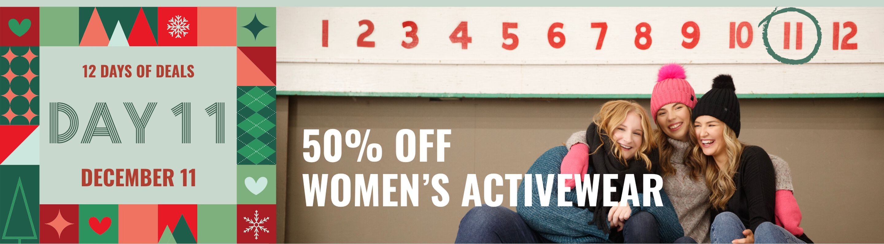 12 Days of Deals - Dec 11 - 50% Off women's activewear