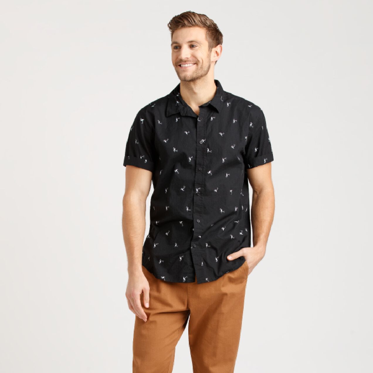 black flamingo button up shirt