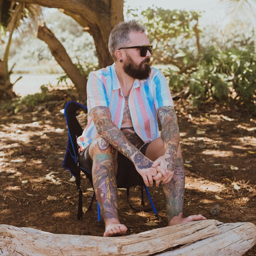 Dwayne Larson Grand Beach Club Striped Button-up Dwayne Larson Grand Beach Club Striped Button-up