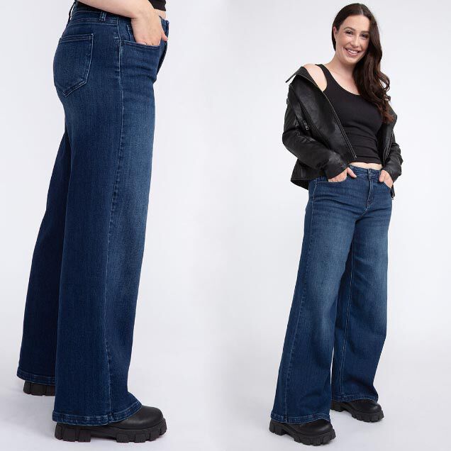 Cello Women's Low Rise Wide Leg Jeans