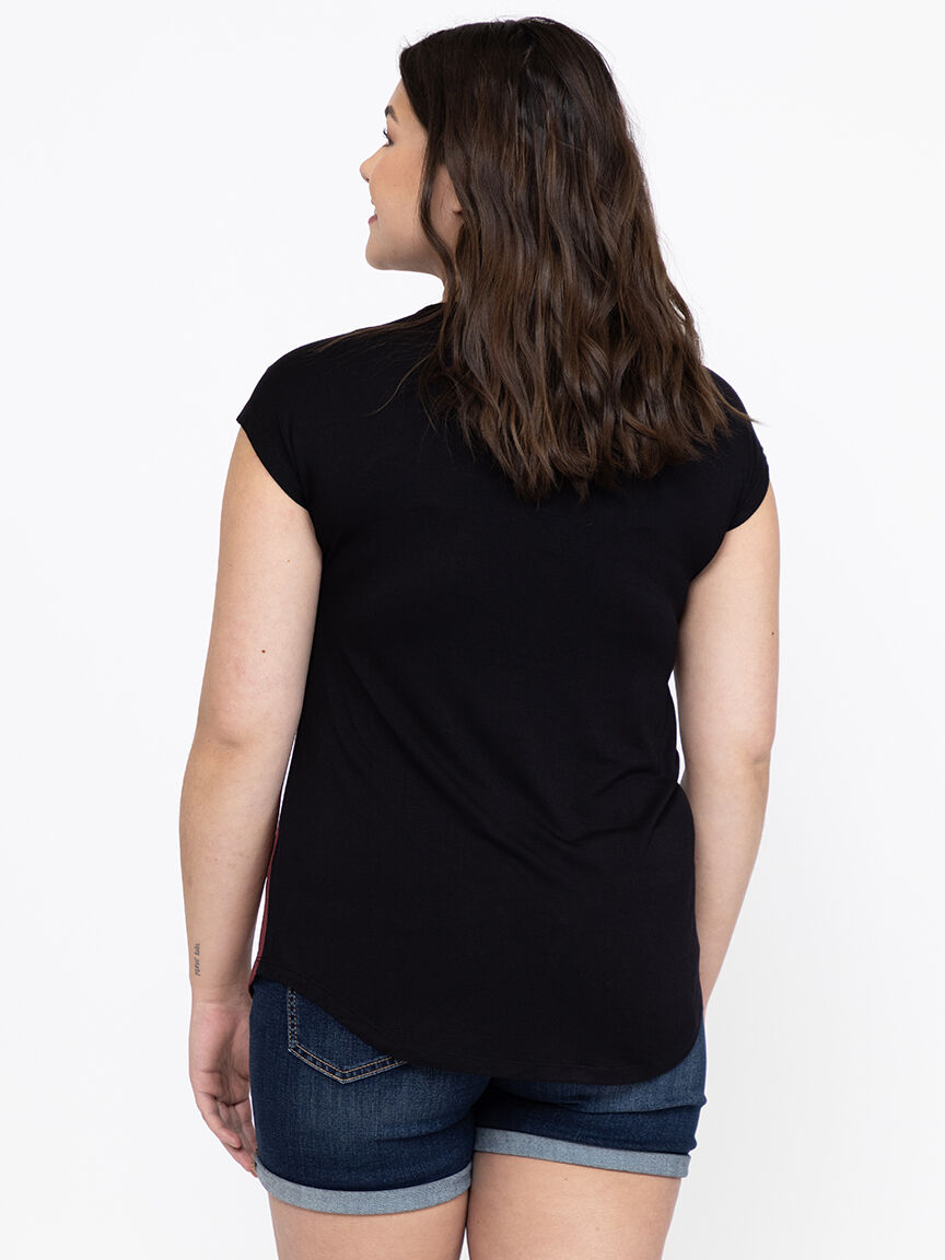 Women's Buttons Colour Block Top