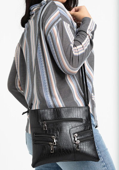 Women's Black Croco Cross Body Hand Bag Women's Black Croco Cross Body Hand Bag Image 2