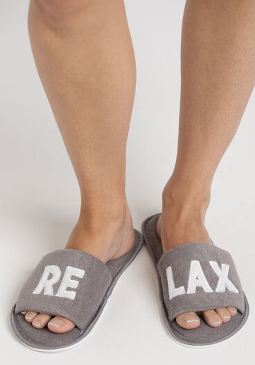 Women's Relax Slide Slippers, CHARCOAL