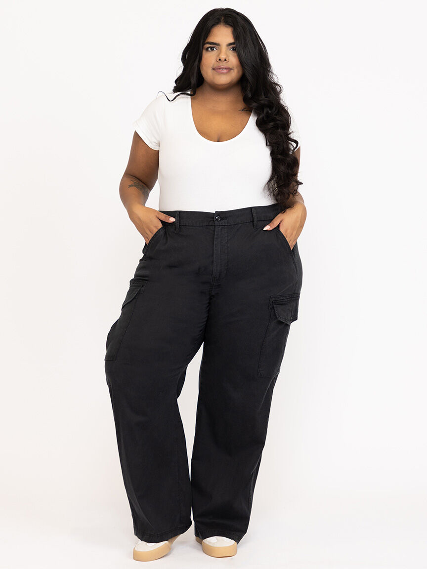 Women's Plus Drapey Wide Leg Cargo Pant