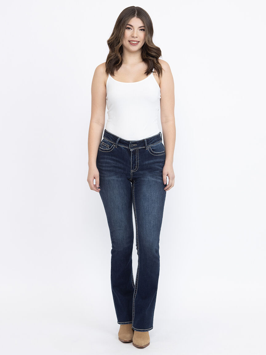 Women's Dark wash Contrast Thick Stitched Baby boot