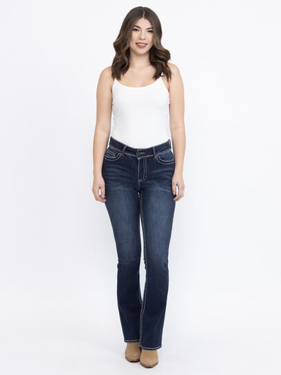 Women's Dark wash Contrast Thick Stitched Baby boot Women's Dark wash Contrast Thick Stitched Baby boot