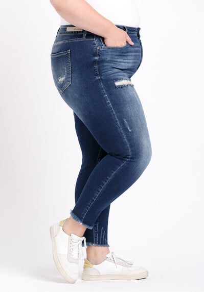 Women's Plus Size High Rise Distress Crop Skinny Jeans Image 3