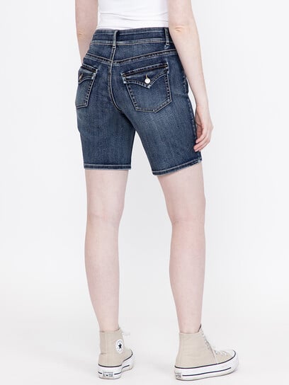 Women's 2 Button Medium Dark Wash Bermuda Short Women's 2 Button Medium Dark Wash Bermuda Short