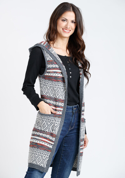 Women's Geometric Hooded Vest Image 1