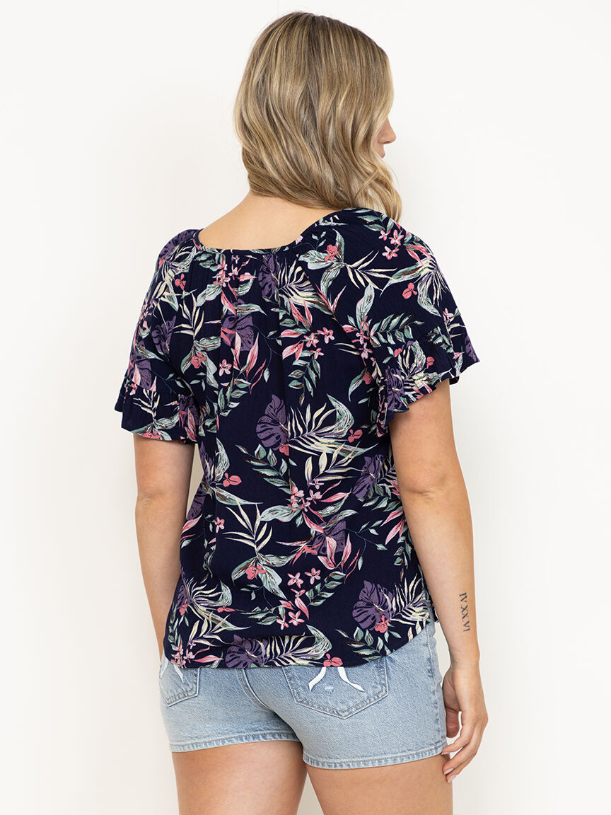 Women's Flutter Sleeve Peasant Top