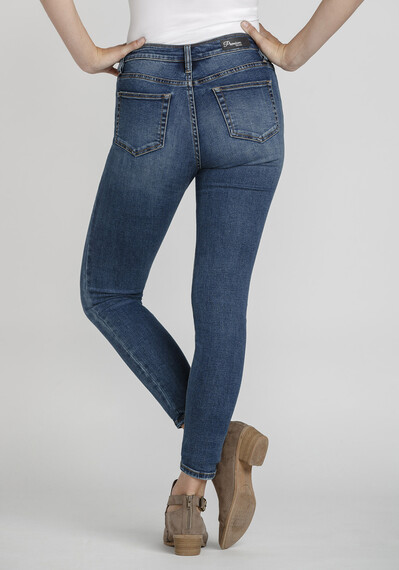 Women's Exposed Button Power Sculpt High Rise Skinny Jeans Image 2