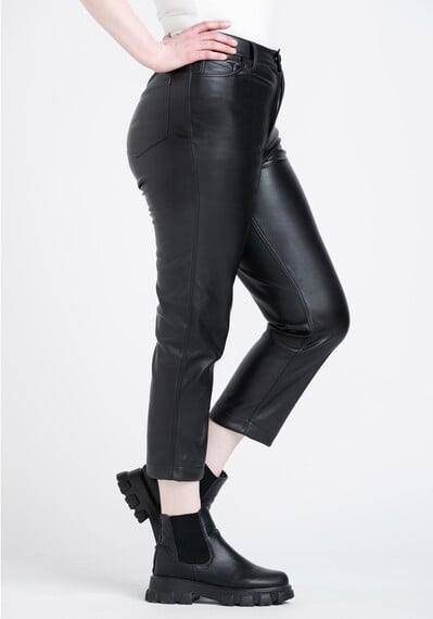 Women's High Rise Faux Leather Straight Crop Pant Image 4