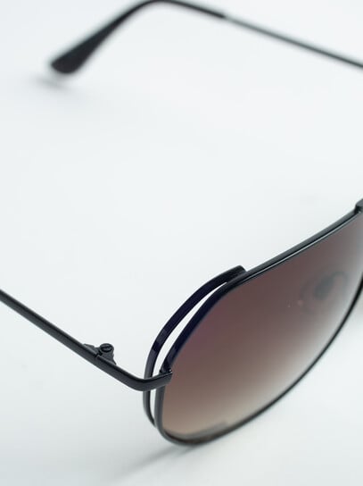 Men's Black Frame Amber Sunglasses