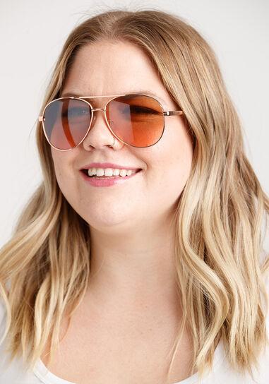 Women's Rose Metal Aviator Sunglasses