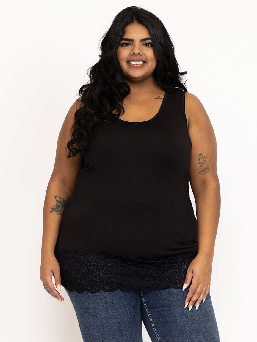 Women's Lace Trim Tunic Tank