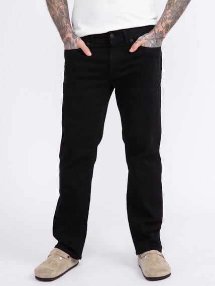 Men's Black Relaxed Straight Jeans Image 2