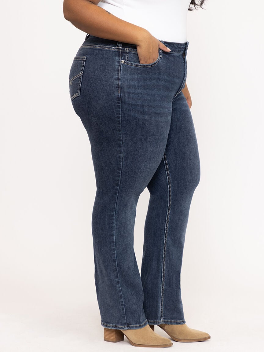 Women's Plus Medium Dark Wash Baby Boot Jeans