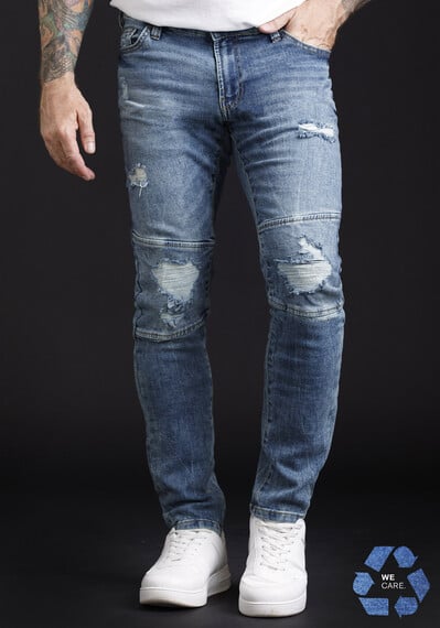 Men's Moto Destroyed Skinny Jeans Image 2