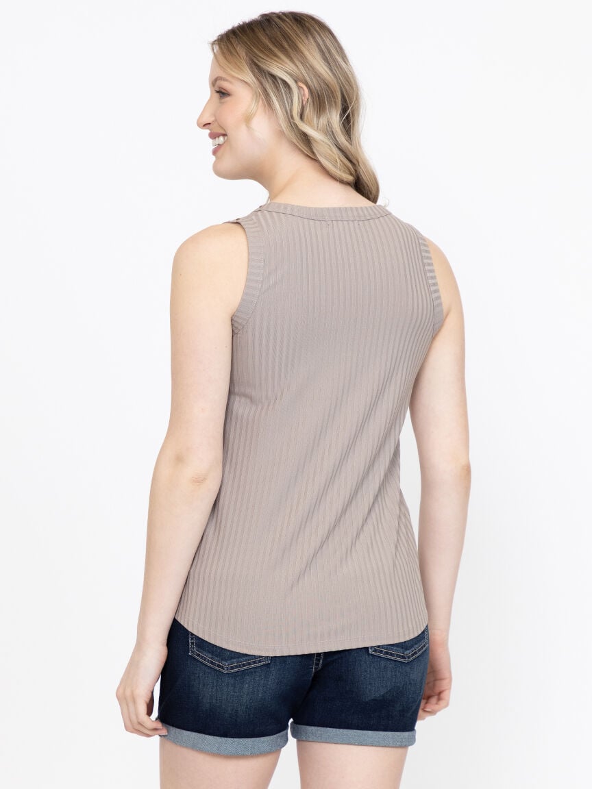 Women's Ribbed Split Neck Tank