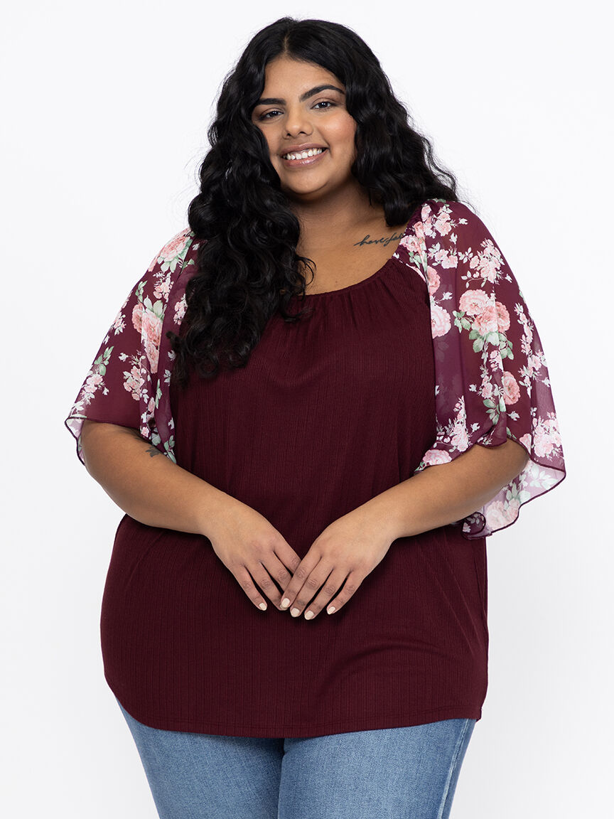 Women's Flutter Sleeve Peasant Top