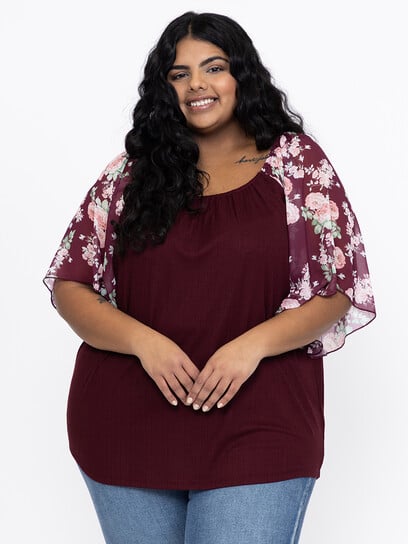 Women's Flutter Sleeve Peasant Top Women's Flutter Sleeve Peasant Top