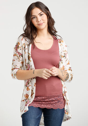 Women's Floral Cardigan, IVORY