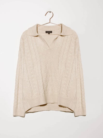 Women's Collared Cable Knit Sweater Image 4