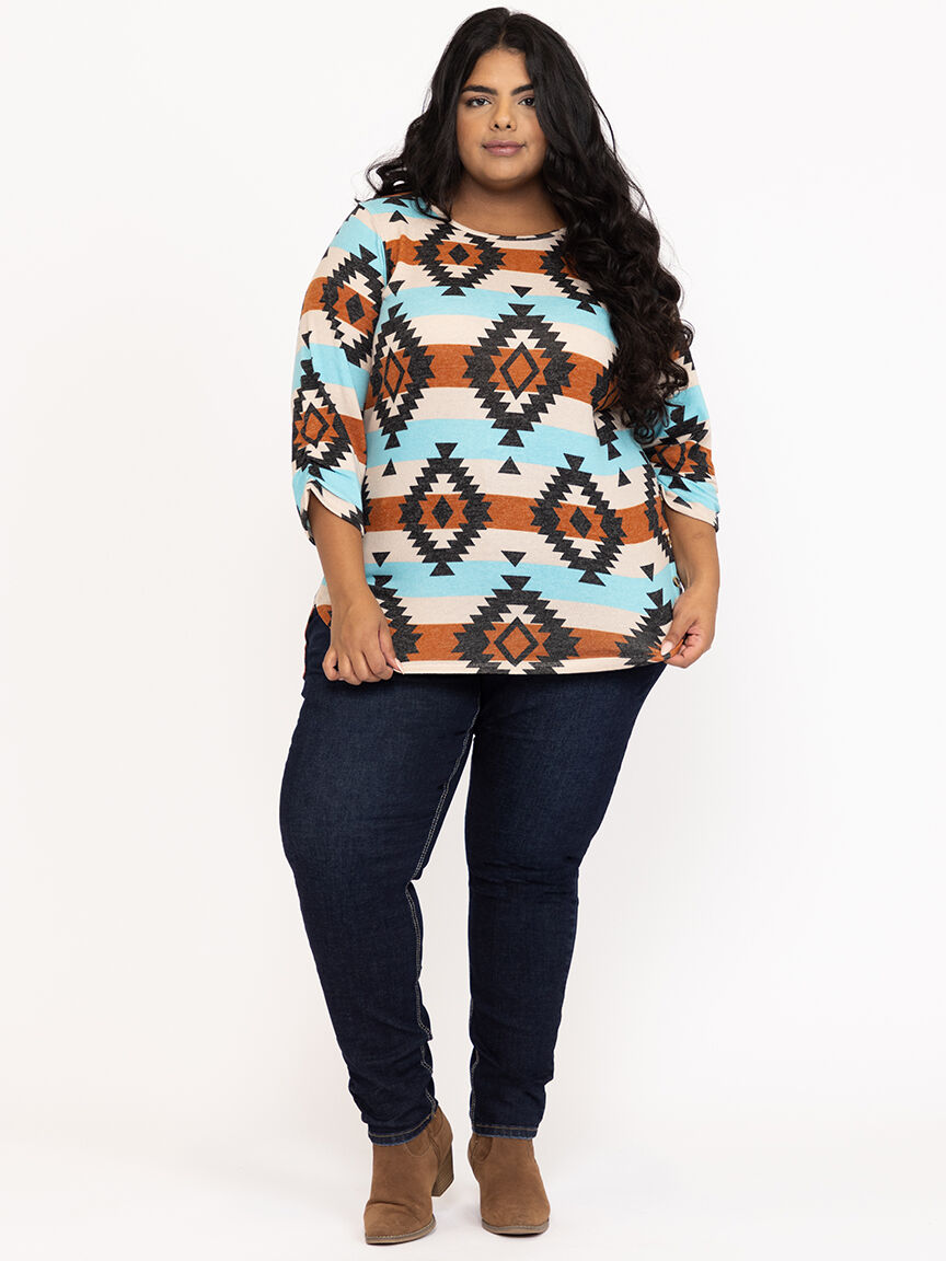 Women's Geo Side Button Top