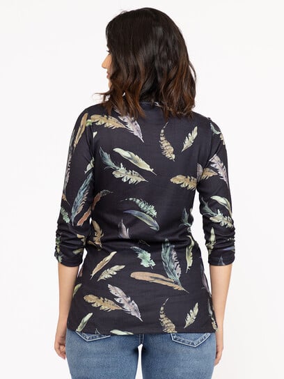 Women's Feather Side Button Top Women's Feather Side Button Top