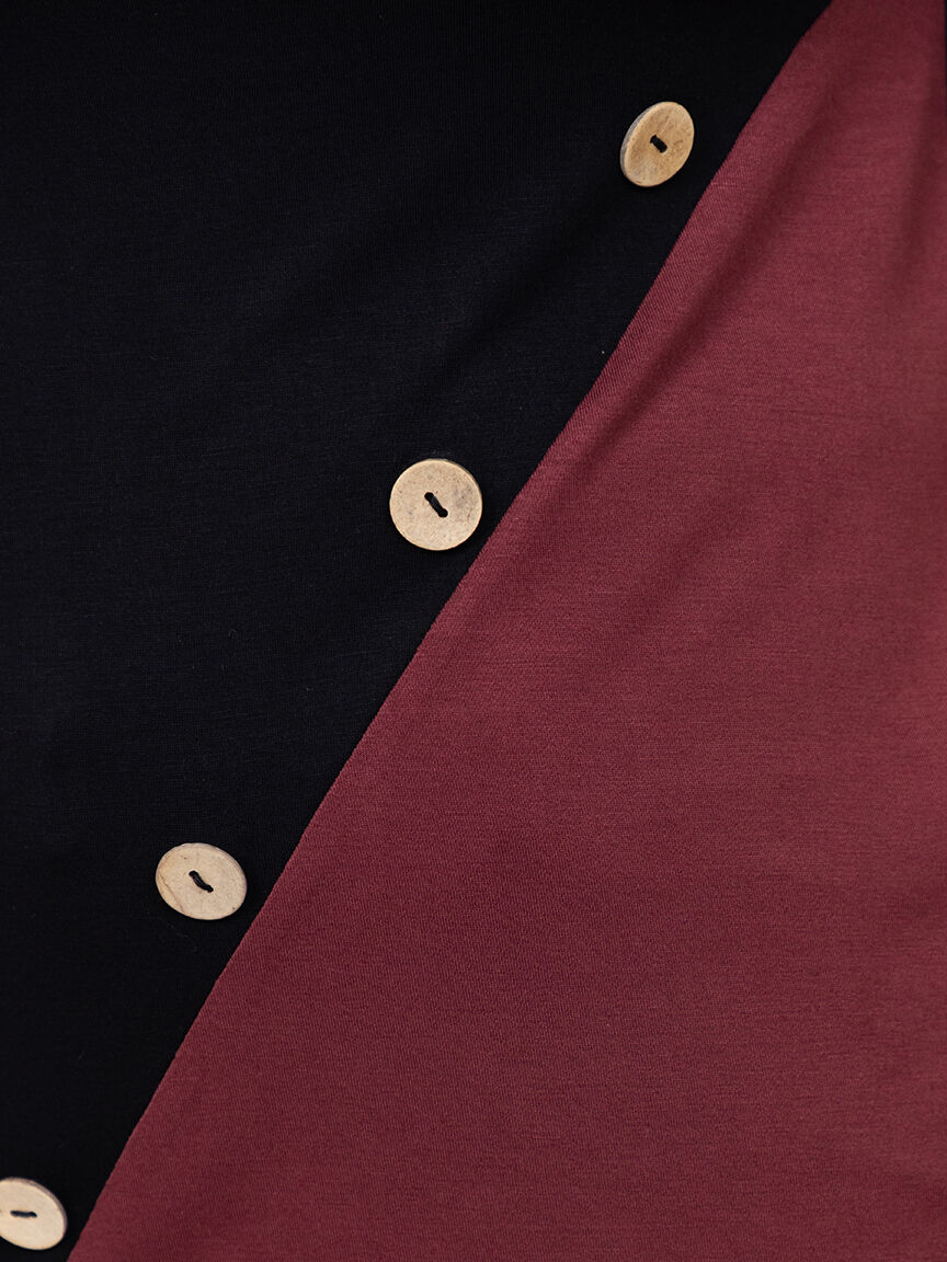 Women's Buttons Colour Block Top