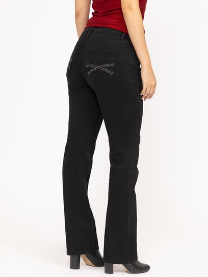 Women's Embellished Black Straight Leg Jeans Women's Embellished Black Straight Leg Jeans