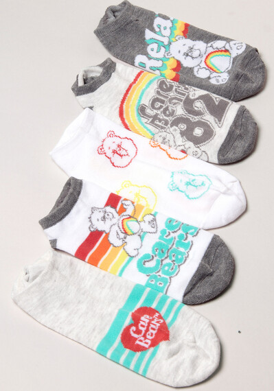 5Pk Care Bears Retro Rainbow No Show Socks Image 4