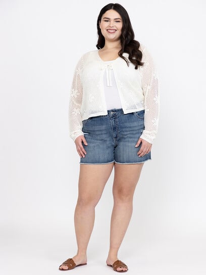 Women's Daisy Stitch Tie Front Cardigan Women's Daisy Stitch Tie Front Cardigan