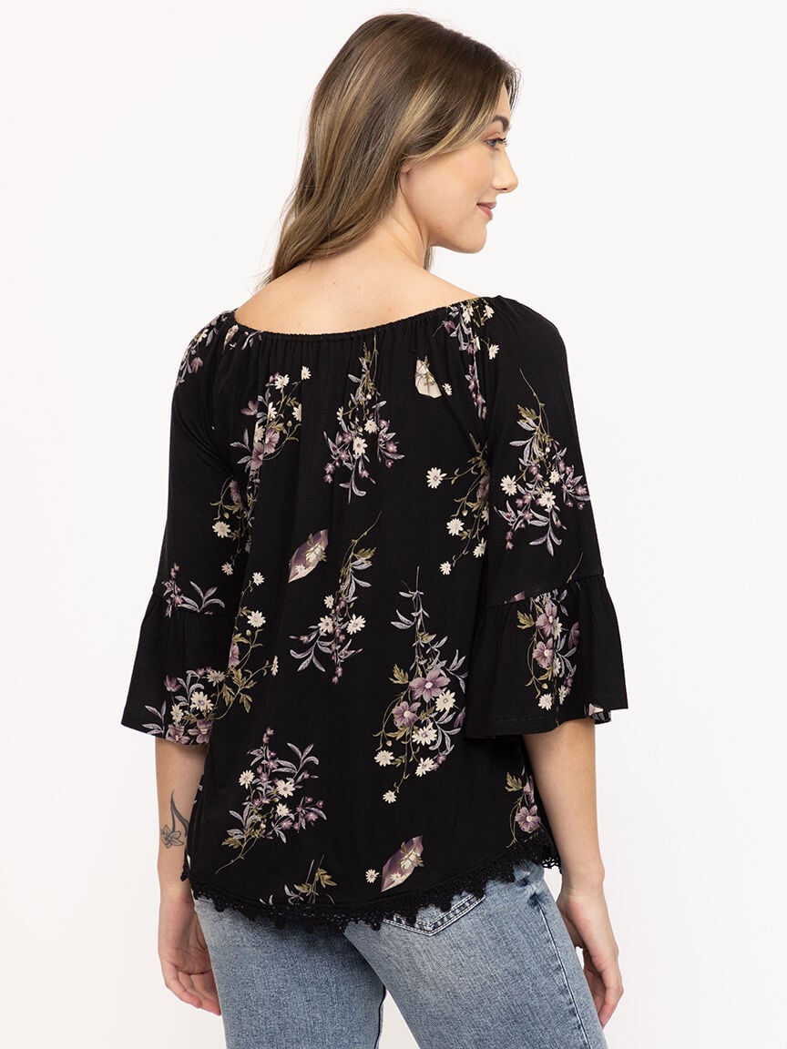 Women's Floral Bell Sleeve Top