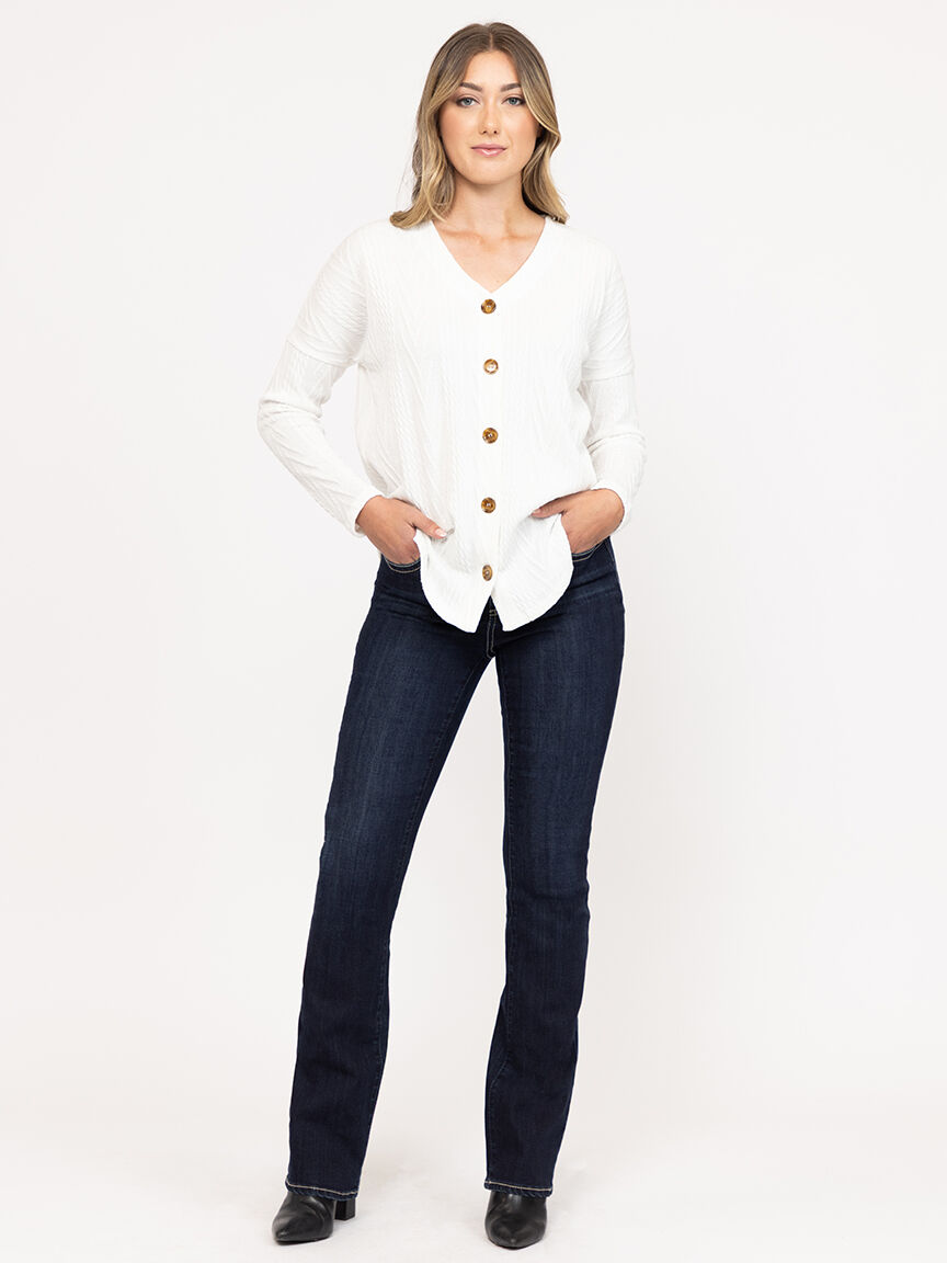 Women's Dark Wash Embellished Baby Boot Jeans