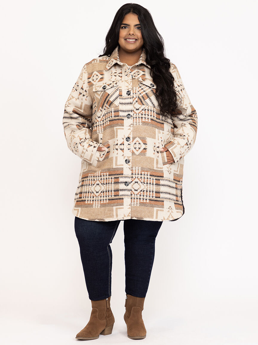 Women's Geometric Button Front Shacket