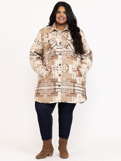 Women's Geometric Button Front Shacket Women's Geometric Button Front Shacket