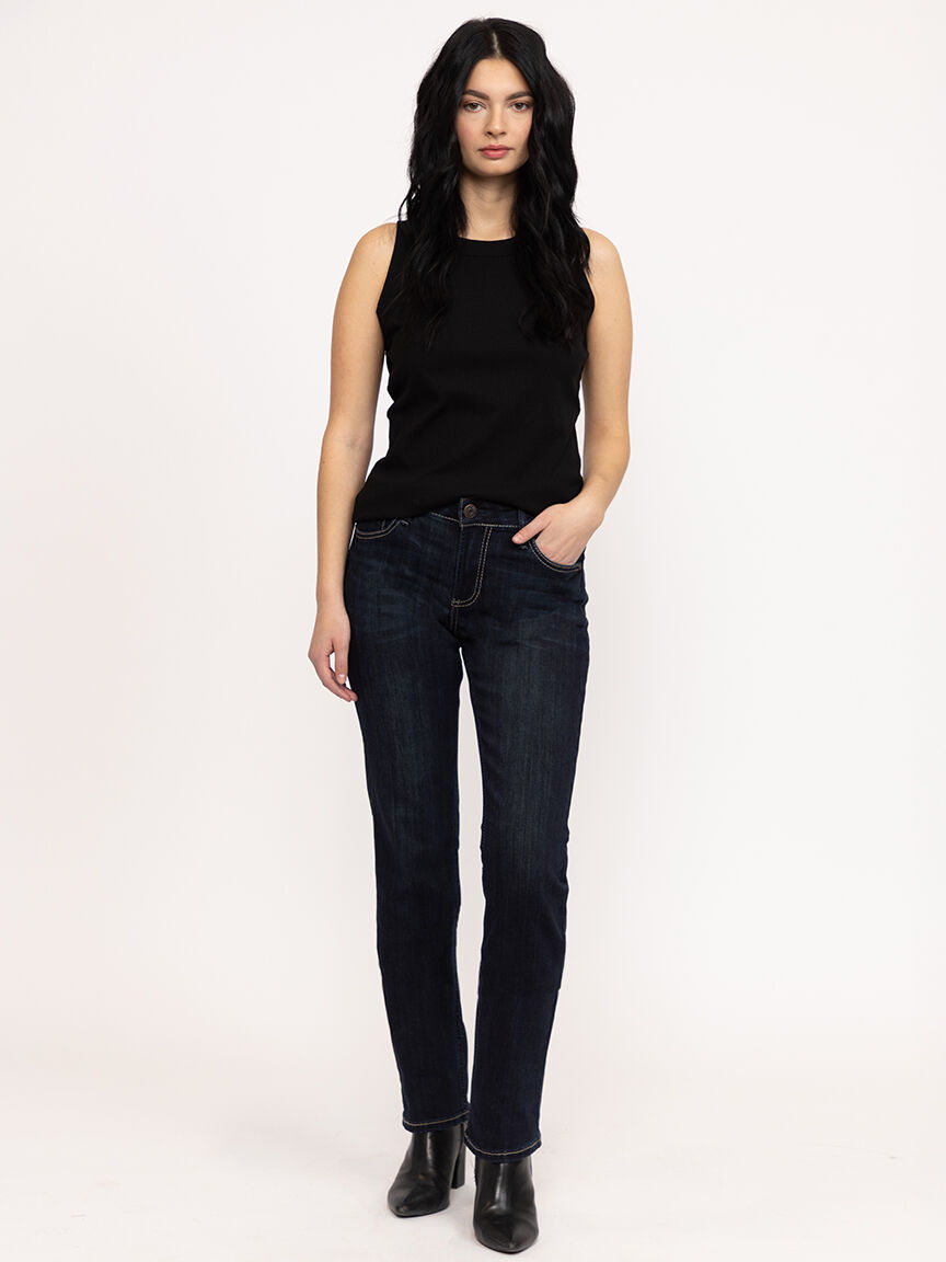 Women's Dark Wash Straight Leg Jeans