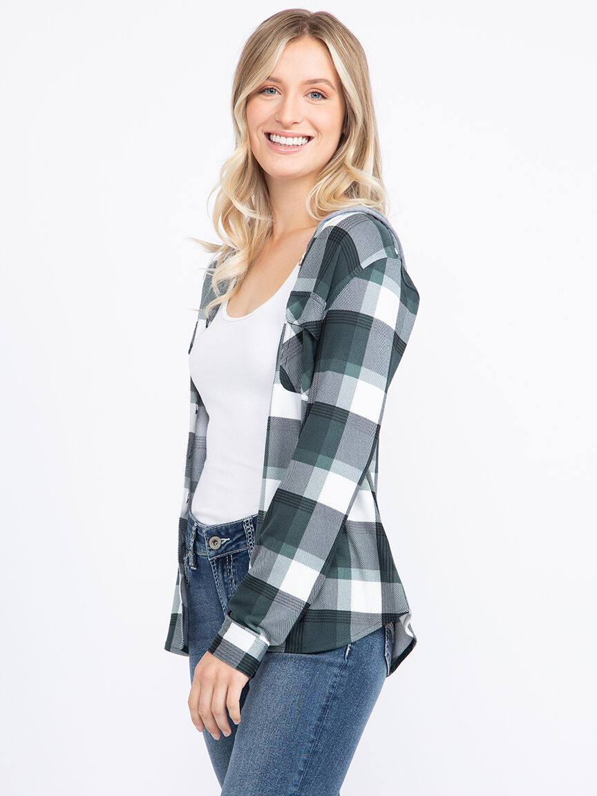 Women s Knit Plaid Hoodie
