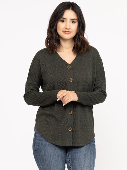 Women's Cable Button Front Top Women's Cable Button Front Top