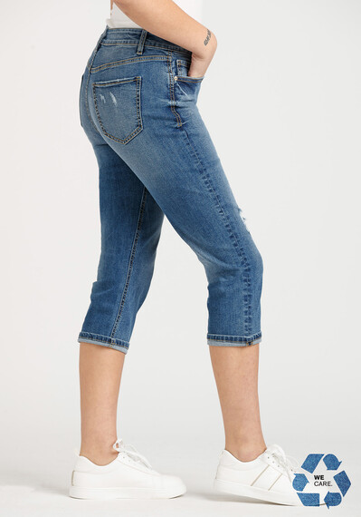 Women's Destroyed Cuffed Jean Capri Image 3