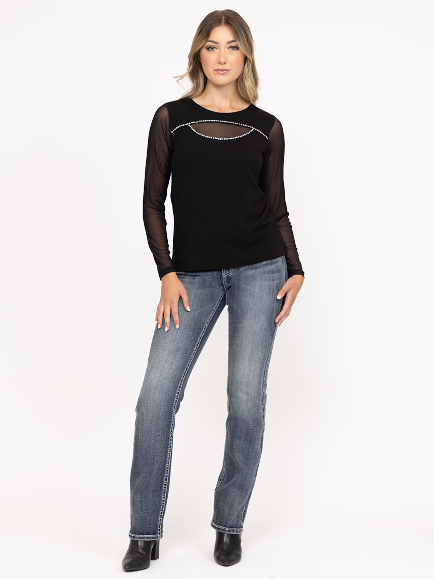 Women's Rhinestone Cut Out Top