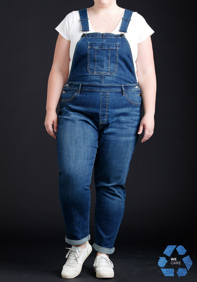 Women's Slouchy Cuffed Overall Jeans Image 2