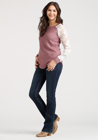 Women's Textured Lace Sleeve Top Image 3