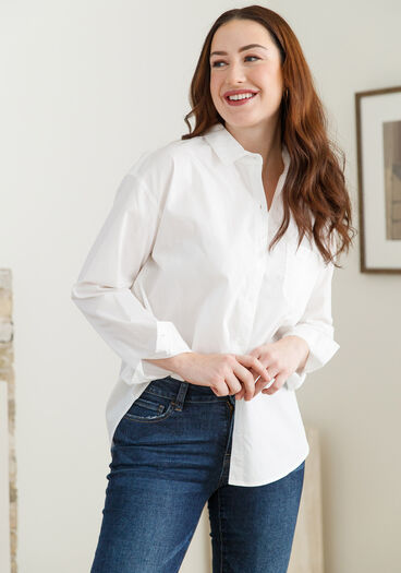 Women's Oversized Shirt, WHITE
