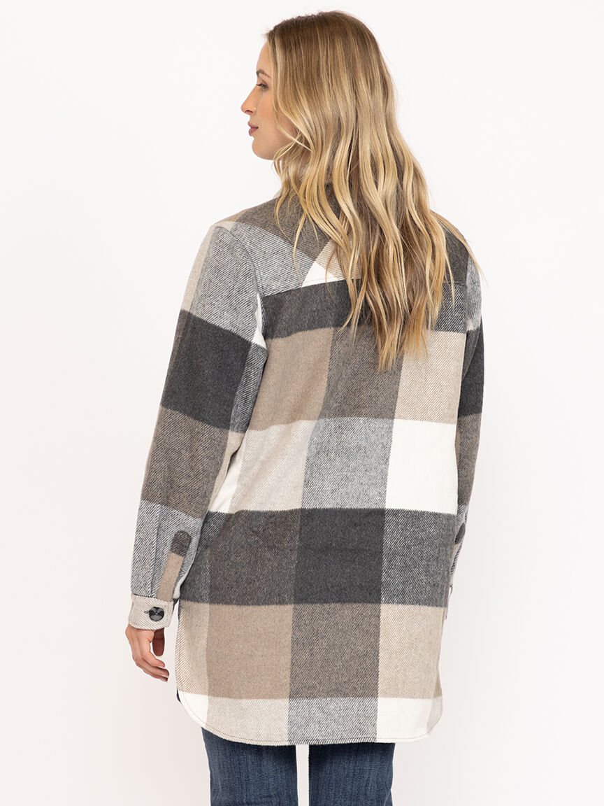Women's Plaid Button Front Shacket Warehouse One