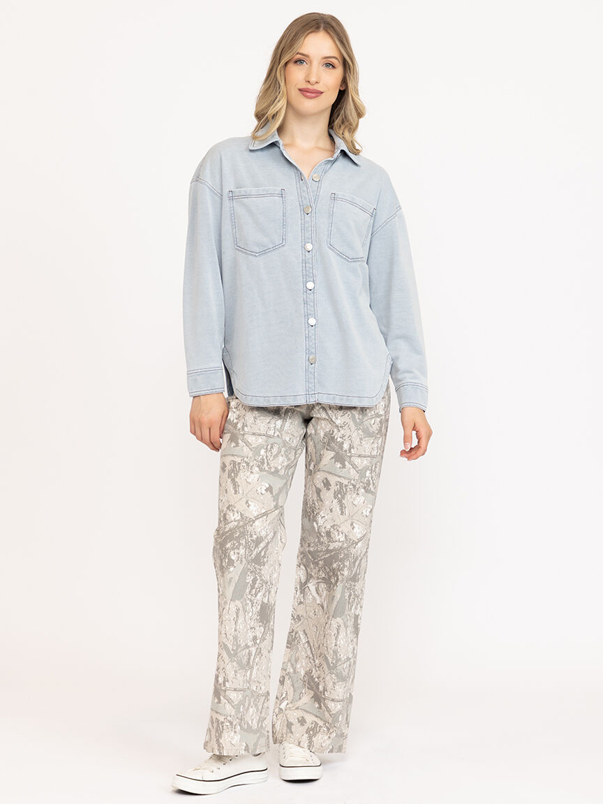 Women's Knit Denim Shirt