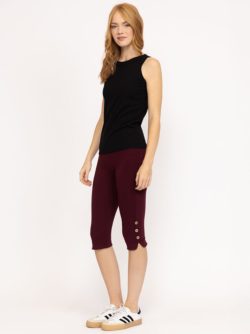 Women's Side Button Capri Legging