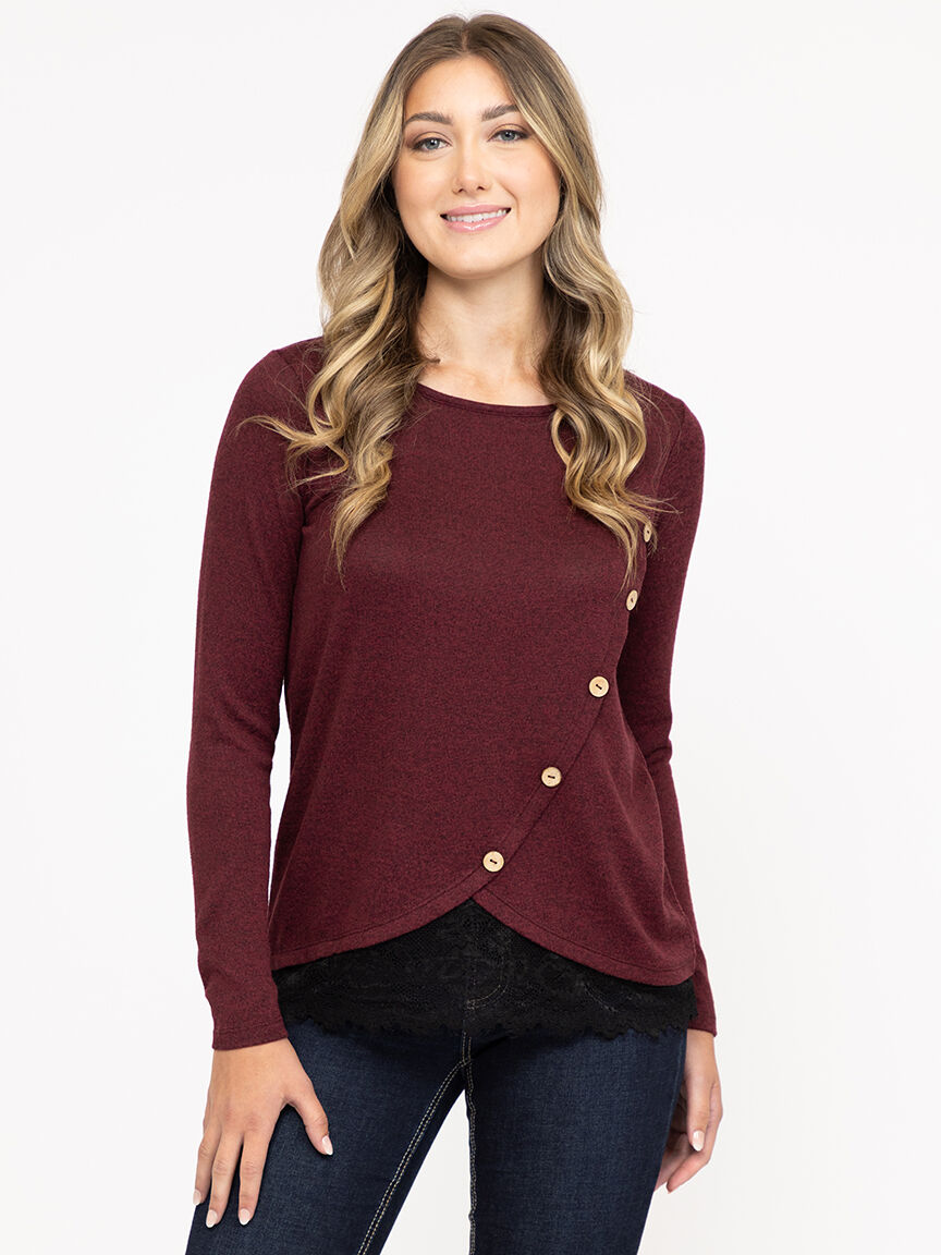 Women's Lace Botton Top